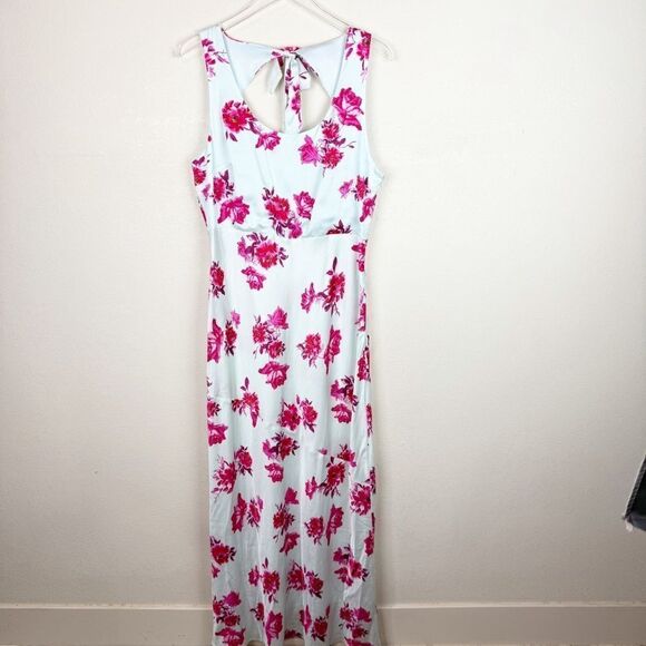 Favorite Daughter Maxi Floral Satin Dress Scoop Neck Size 14 - Picture 1 of 8